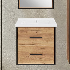 ASB-Mebel Мебель для ванной Монца 60 подвесная дуб золотой – фотография-3